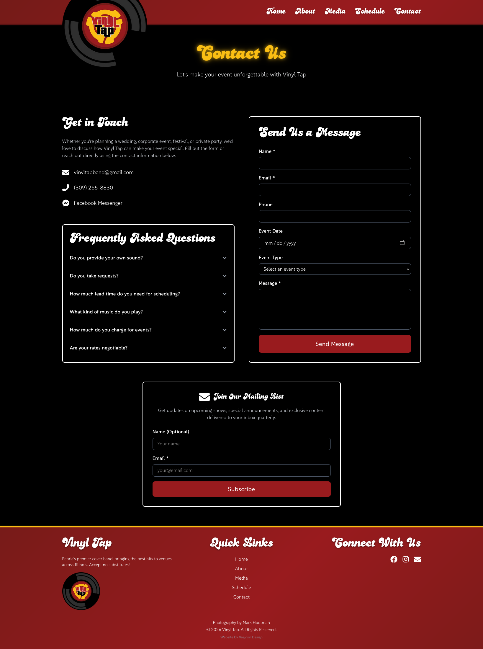 Vinyl Tap contact page